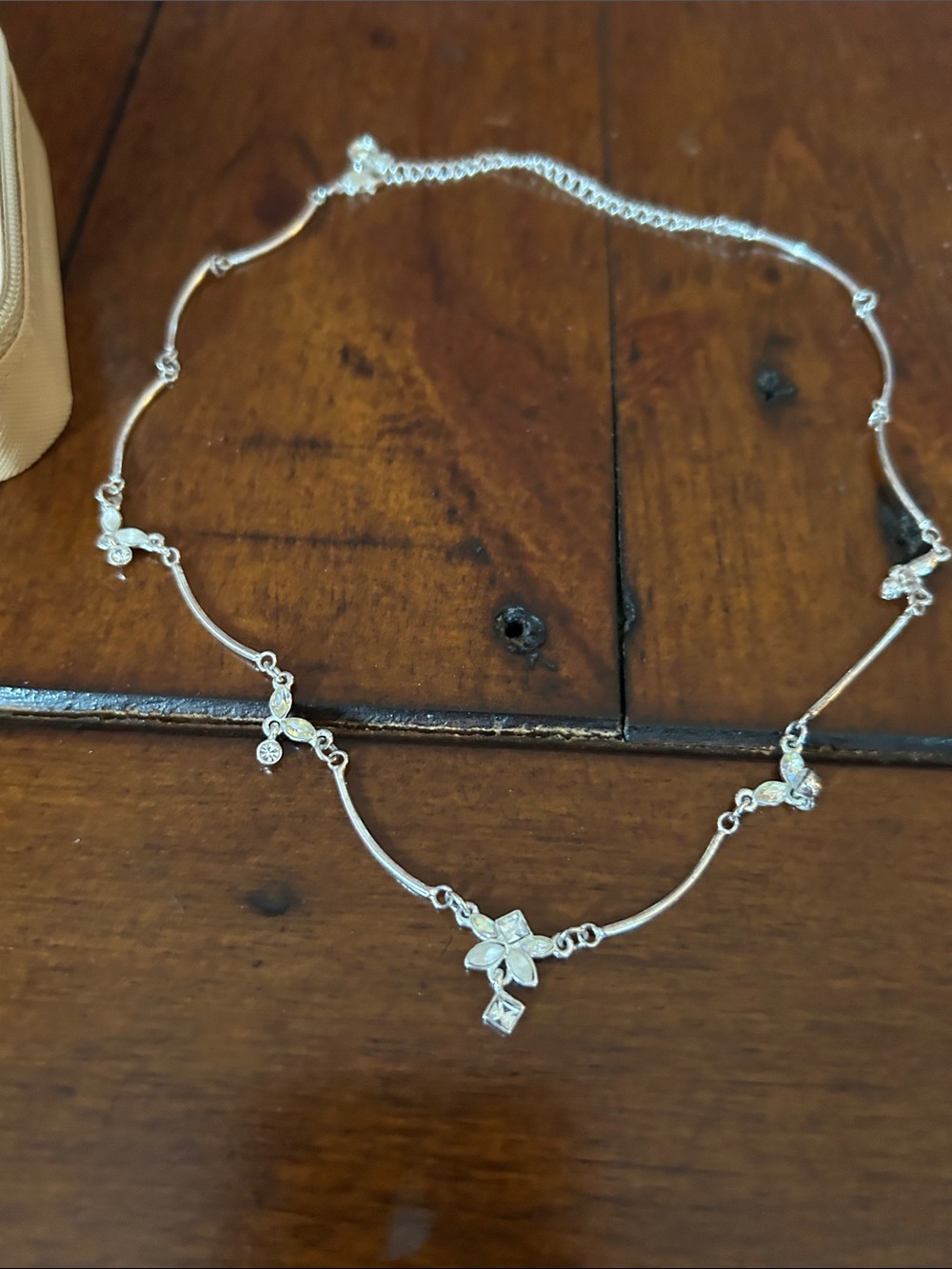 Givenchy Silver Floral Crystal Pendant Necklace - Women Jewelry